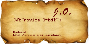 Járovics Orbán névjegykártya
